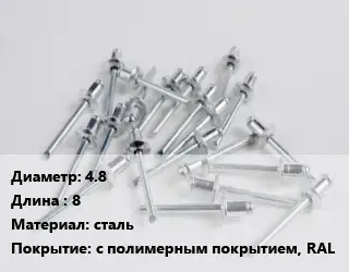 Заклепка 4.8х8 сталь с полимерным покрытием, RAL